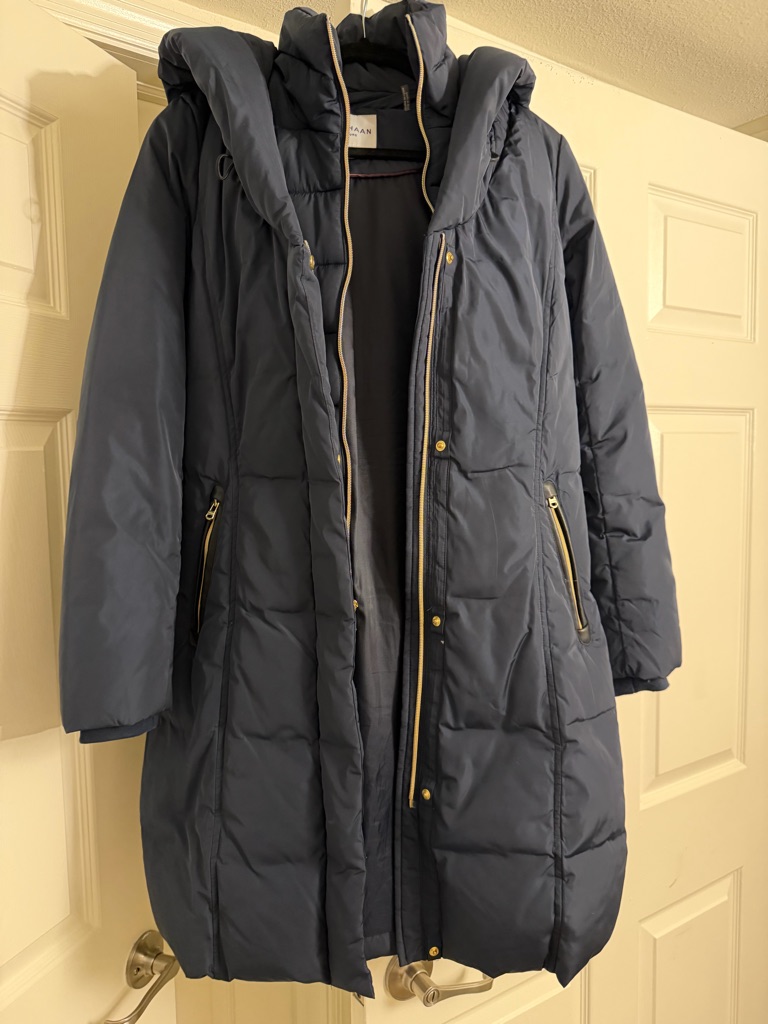Cole Haan Women's Navy Hooded Puffer Coat - Casual Winter Jacket